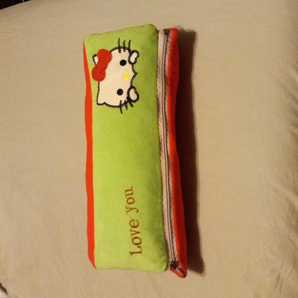 Miss Kitty Zip Up Pillow/Arm Warmer, Neon Orange/Green, 15x15 - Picture 1 of 5